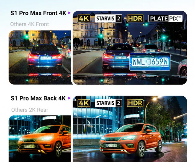 Видеорегистратор Vantrue Sonnet 1 Pro Max (Front 4K + Rear 4K)